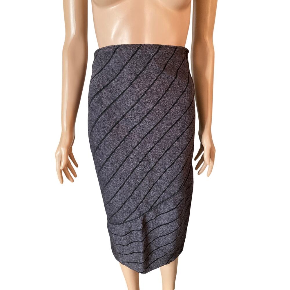 VTG 80S Azzedine ALAIA Hi Waisted Striped Wool Blend Skirt Naomi Campbell - Picture 4 of 16